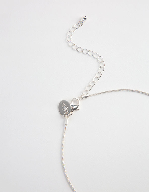 Kids Silver Diamante Stamp Butterfly Necklace