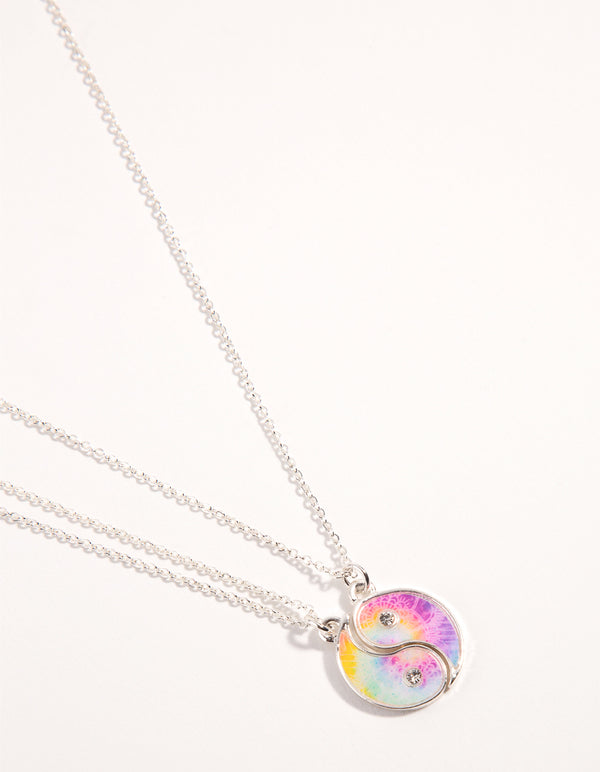 Kids Silver Tie Dye Yin Yang Best Friend Necklace