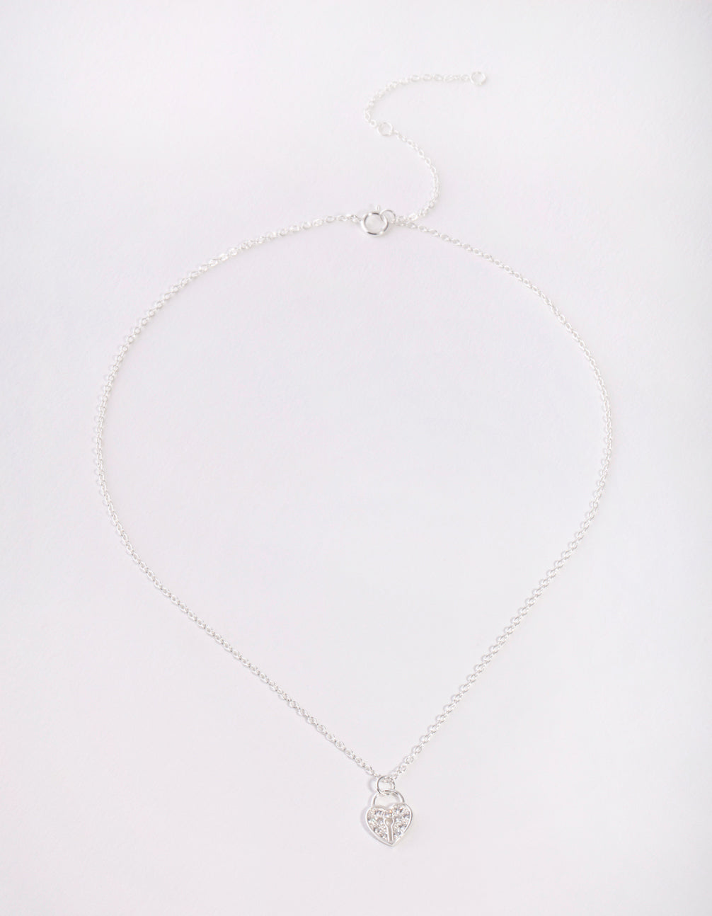 Kids Sterling Silver Heartlock 30cm Necklace