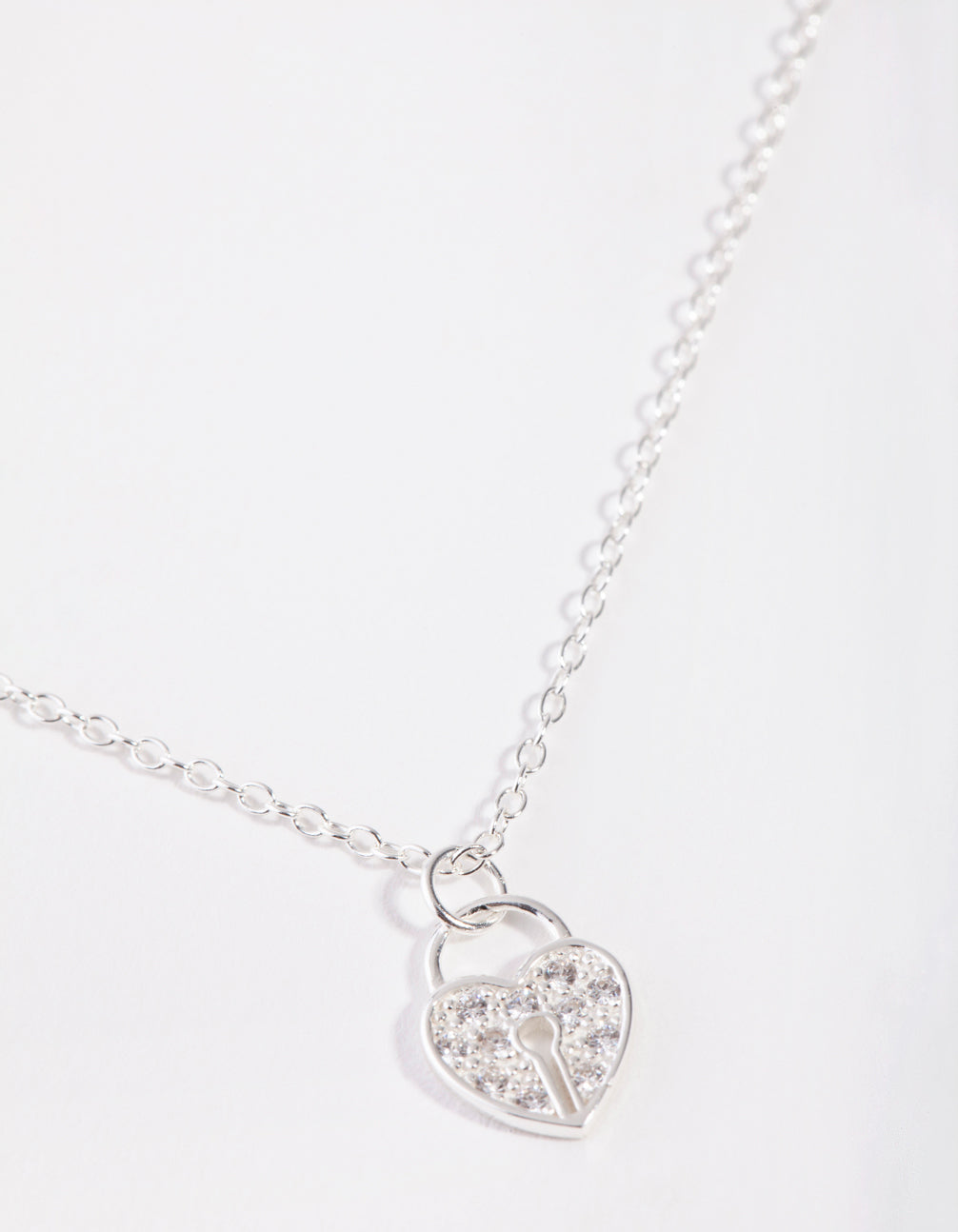 Kids Sterling Silver Heartlock 30cm Necklace