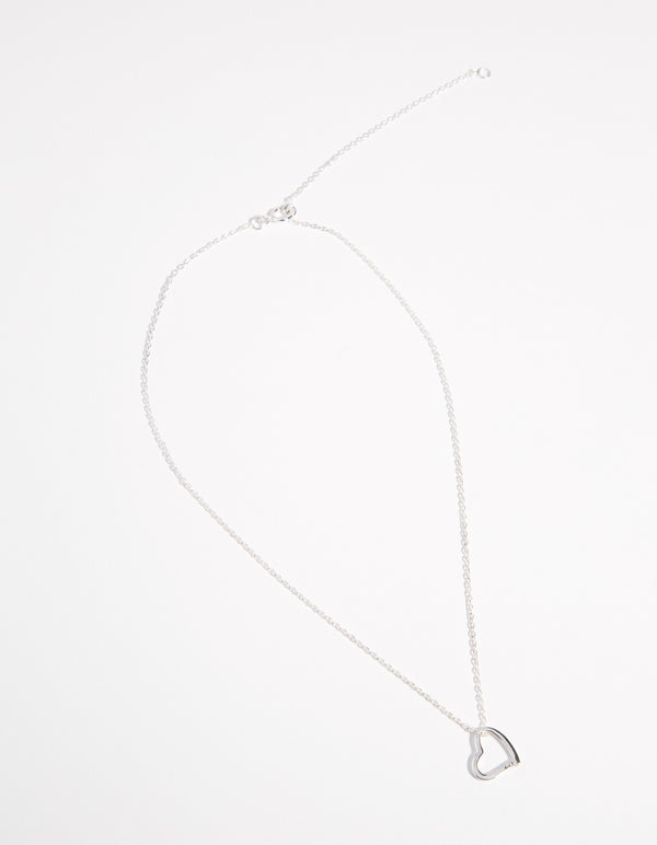 Kids Sterling Silver Cutout Heart 30cm Necklace