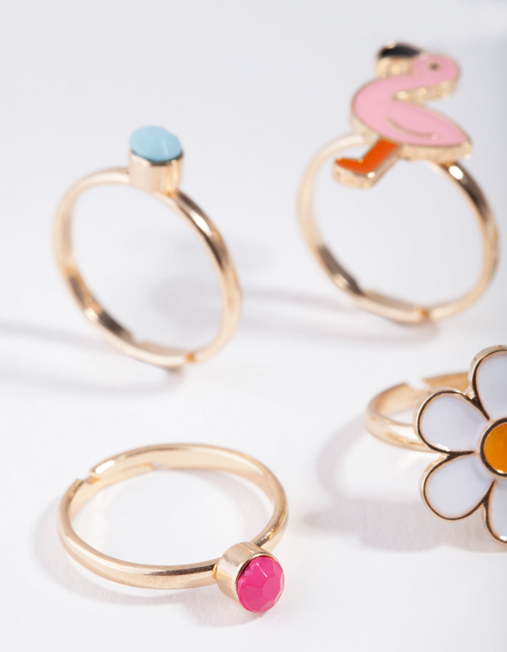 Kids Gold Cat & Flower Ring 6-Pack