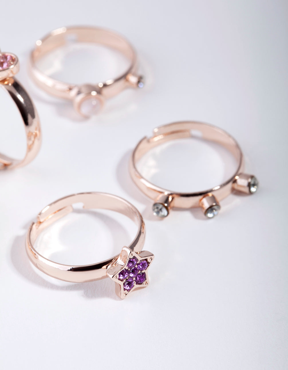 Kids Rose Gold Celestial Heart Ring 6-Pack