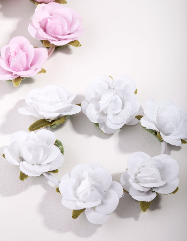 Kids Fabric Rose Garland Hair Ties
