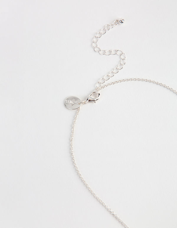 Silver Teardrop Diamante Cross Necklace