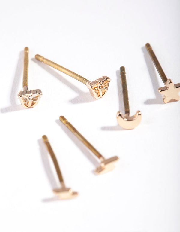 Gold Mixed Micro Motif Earrings