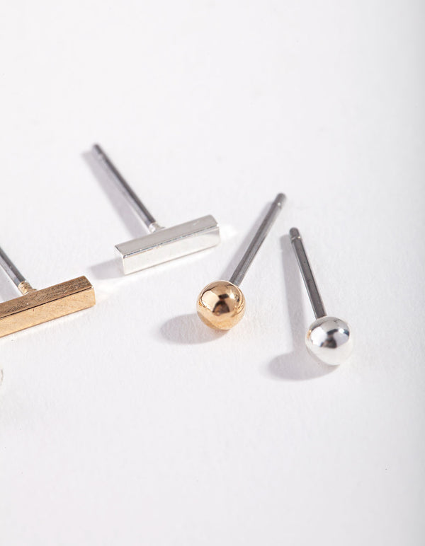 Mixed Metal Disc & Stick Micro Ear Stacker