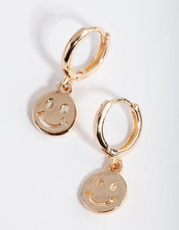 Smiley Face Huggie Earrings - link has visual effect only