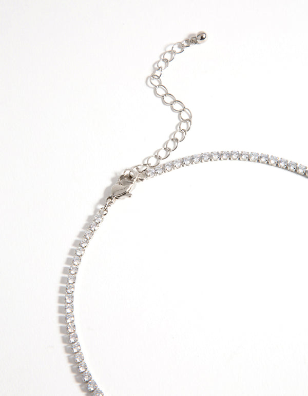 Silver Cubic Zirconia Cupchain Choker