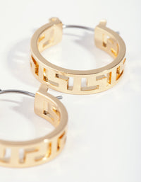 Gold Greek Key Huggie Earrings - link has visual effect only