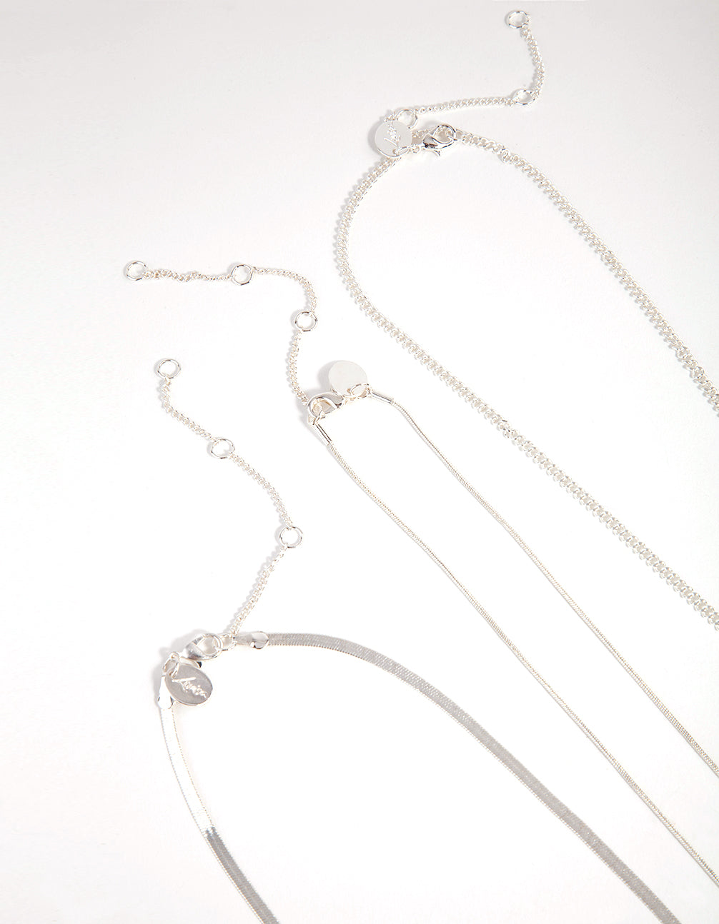 Silver Plated Multi-Row Square Pendant Necklace