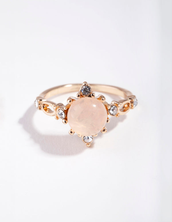 Gold Compass Stone Ring