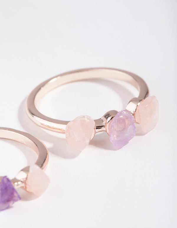 Rose Gold Multi Stone 2 Stack Pack