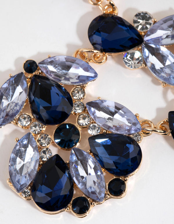 Gold Diamante Flower Statement Necklace