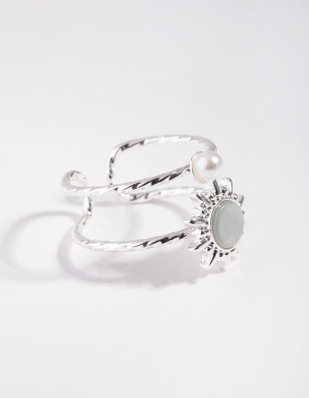 Silver Sun & Pearl Ring