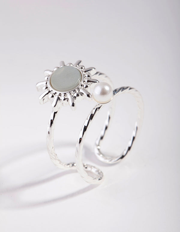 Silver Sun & Pearl Ring