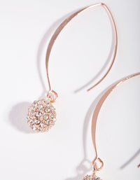 Rose Gold Diamante Ball Thread Through Earrings - link has visual effect only