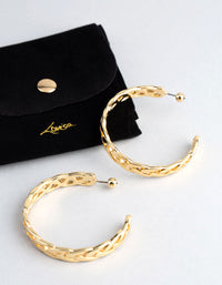 18ct Gold Plated Brass Chain Link Hoop Earrings - link has visual effect only