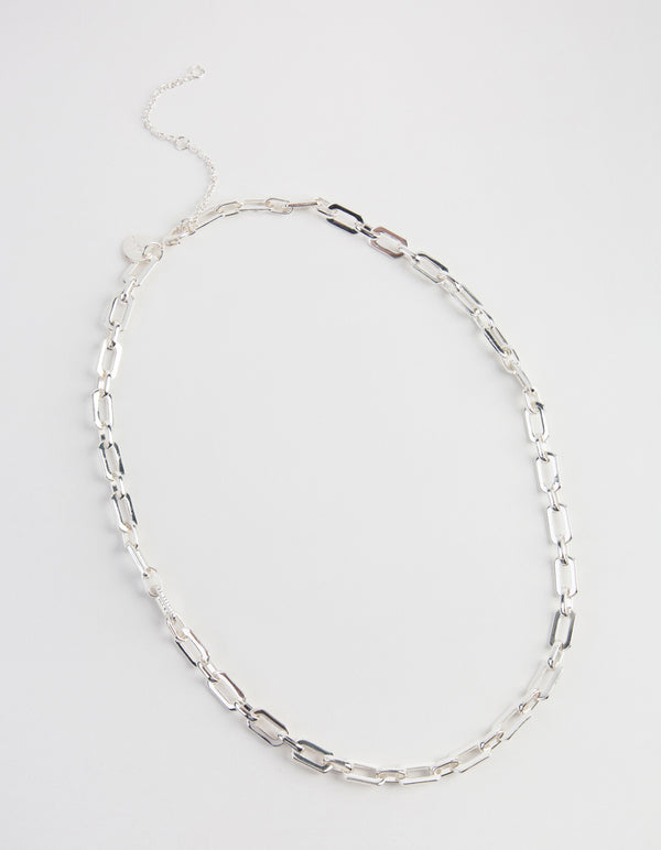 Silver Rectangle Link Necklace