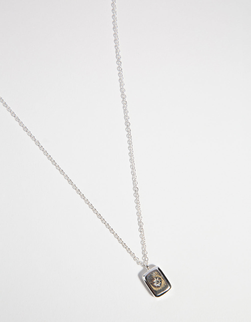 Silver Plated Crystal Rectangle Pendant Necklace