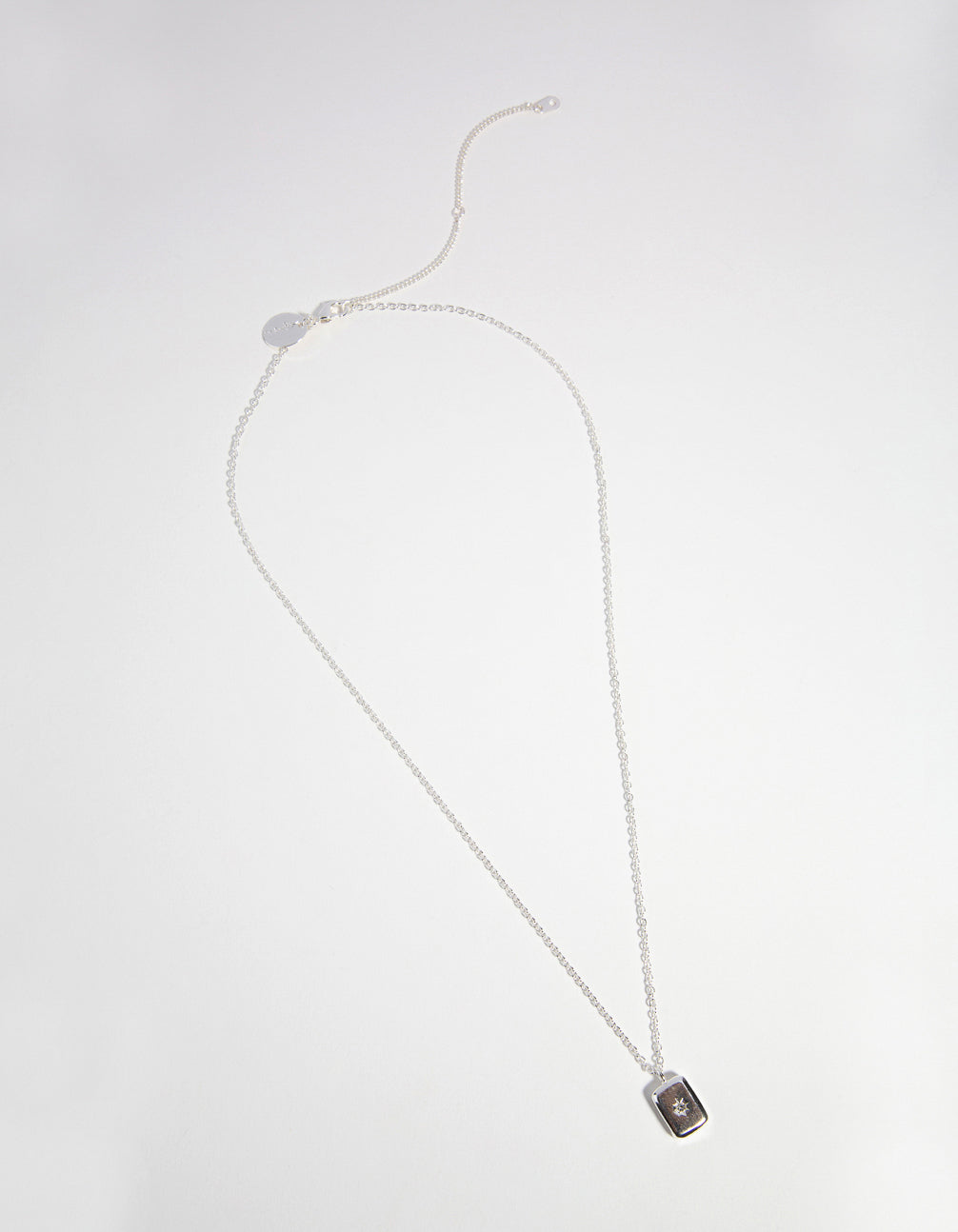 Silver Plated Crystal Rectangle Pendant Necklace