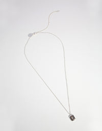 Silver Plated Crystal Rectangle Pendant Necklace - link has visual effect only
