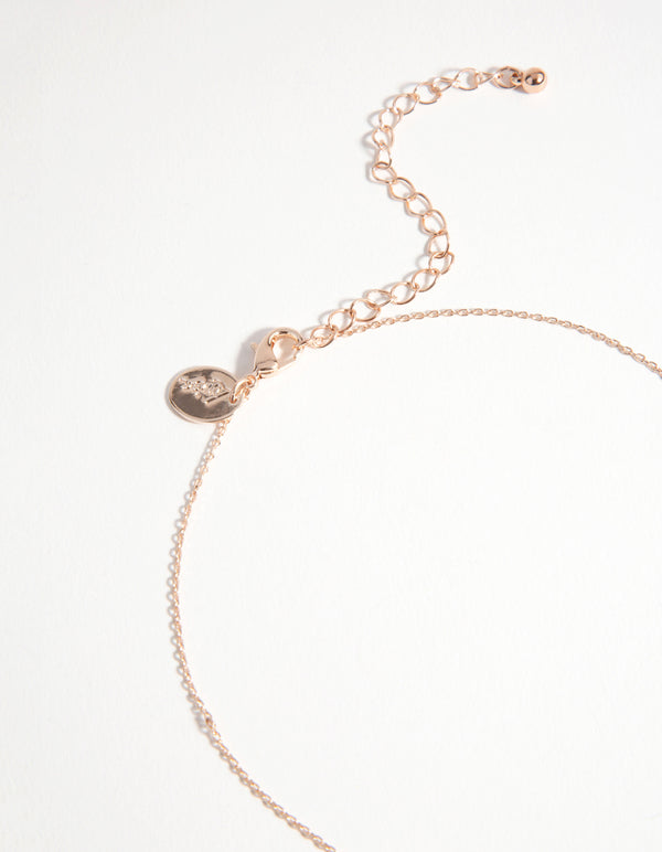 Rose Gold Cubic Zirconia Baguette Butterfly Necklace