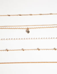 Gold Diamante & Pearl Choker 6-Pack - link has visual effect only