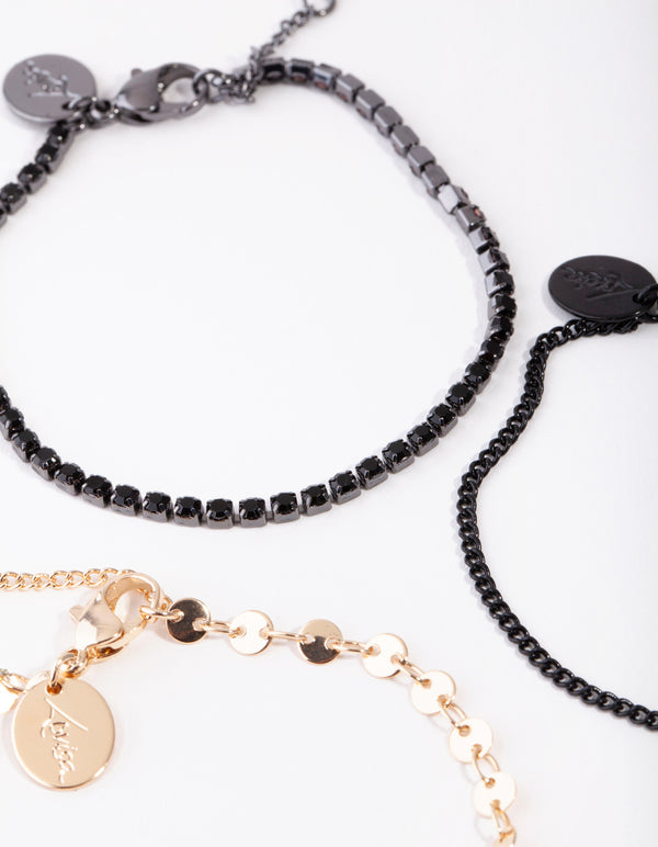 Mixed Metal 4-Pack Celestial Anklet Bracelets