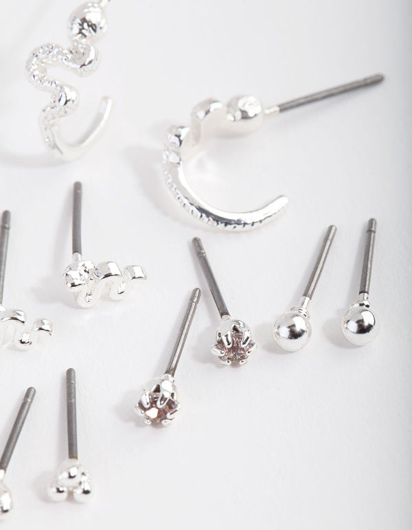 Silver Micro Snake 5-Pack Earring