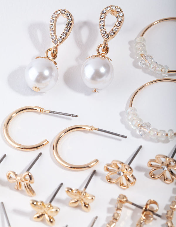 Gold Feminine Fun 16-Pack Earring