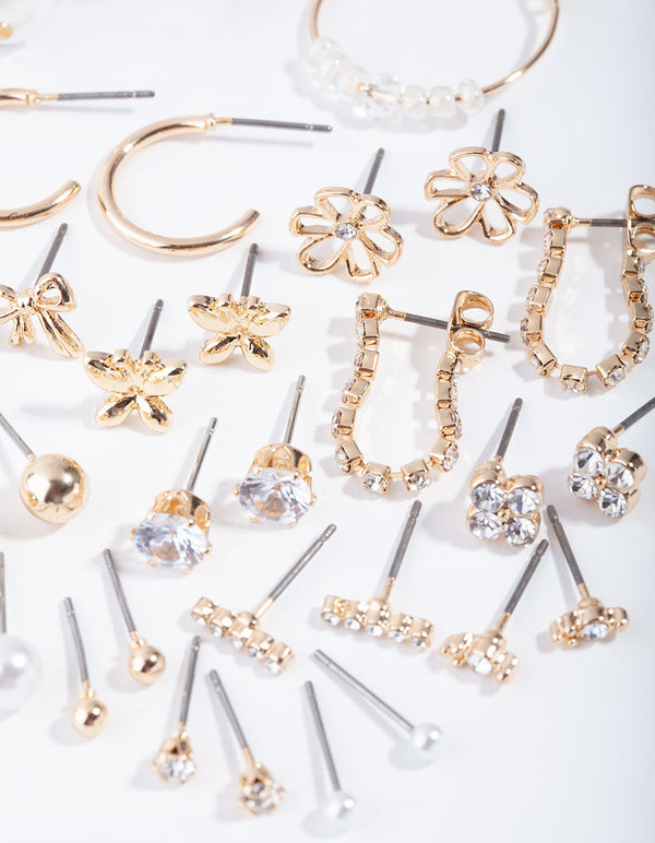 Gold Feminine Fun 16-Pack Earring