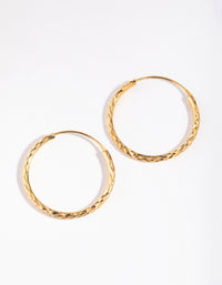 Gold Plated Sterling Silver 25mm Diamond Cut Hoop Earrings - link has visual effect only