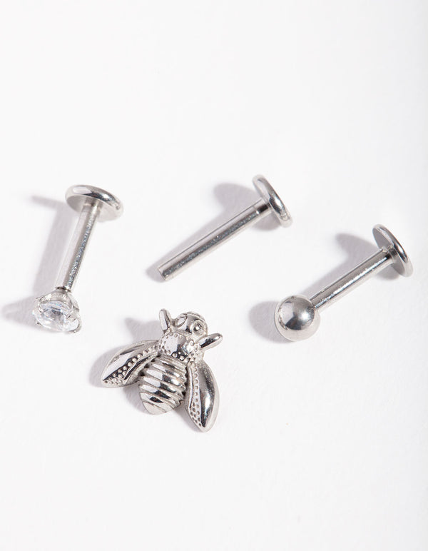 Silver Diamante & Bee Flat Back Pack