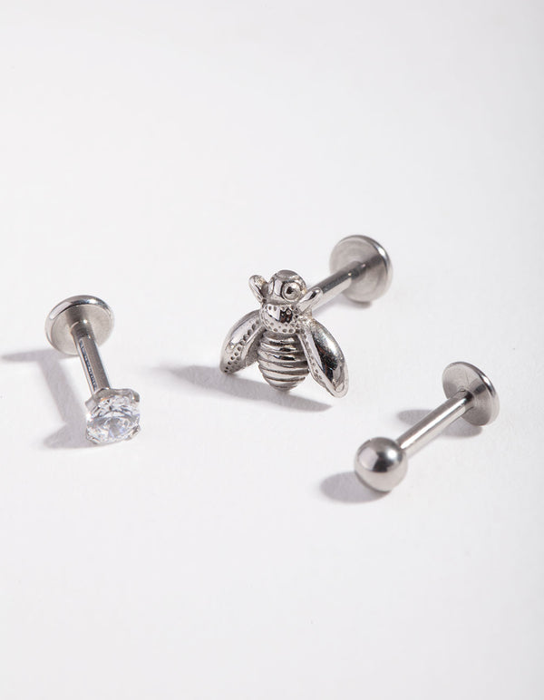 Silver Diamante & Bee Flat Back Pack