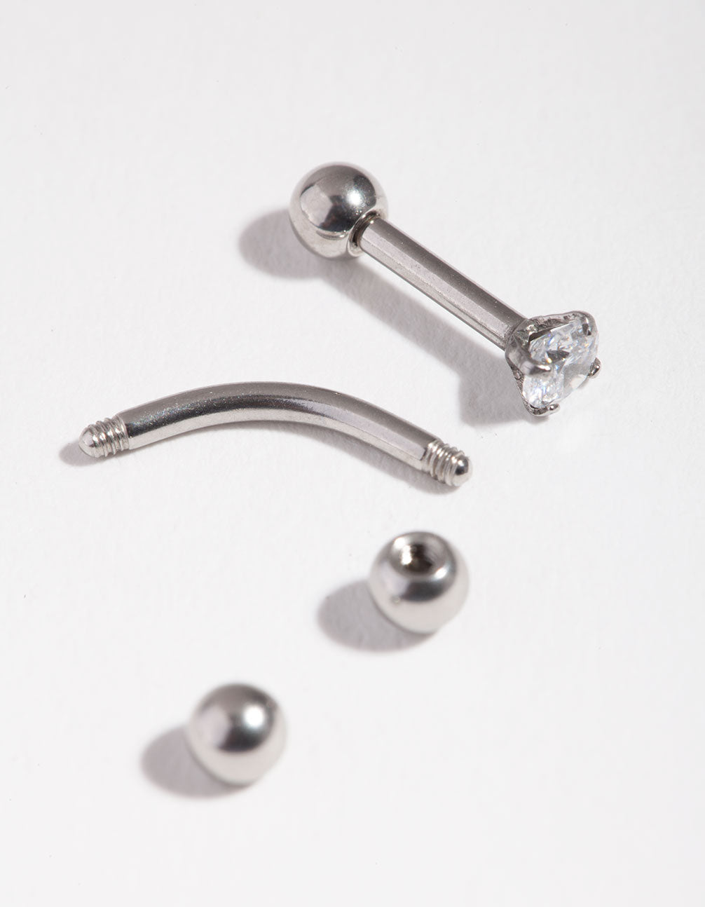 Surgical Steel  Ball & Cubic Zirconia Earring Pack