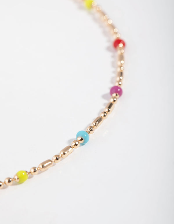 Gold Bright Bead Chain Anklet