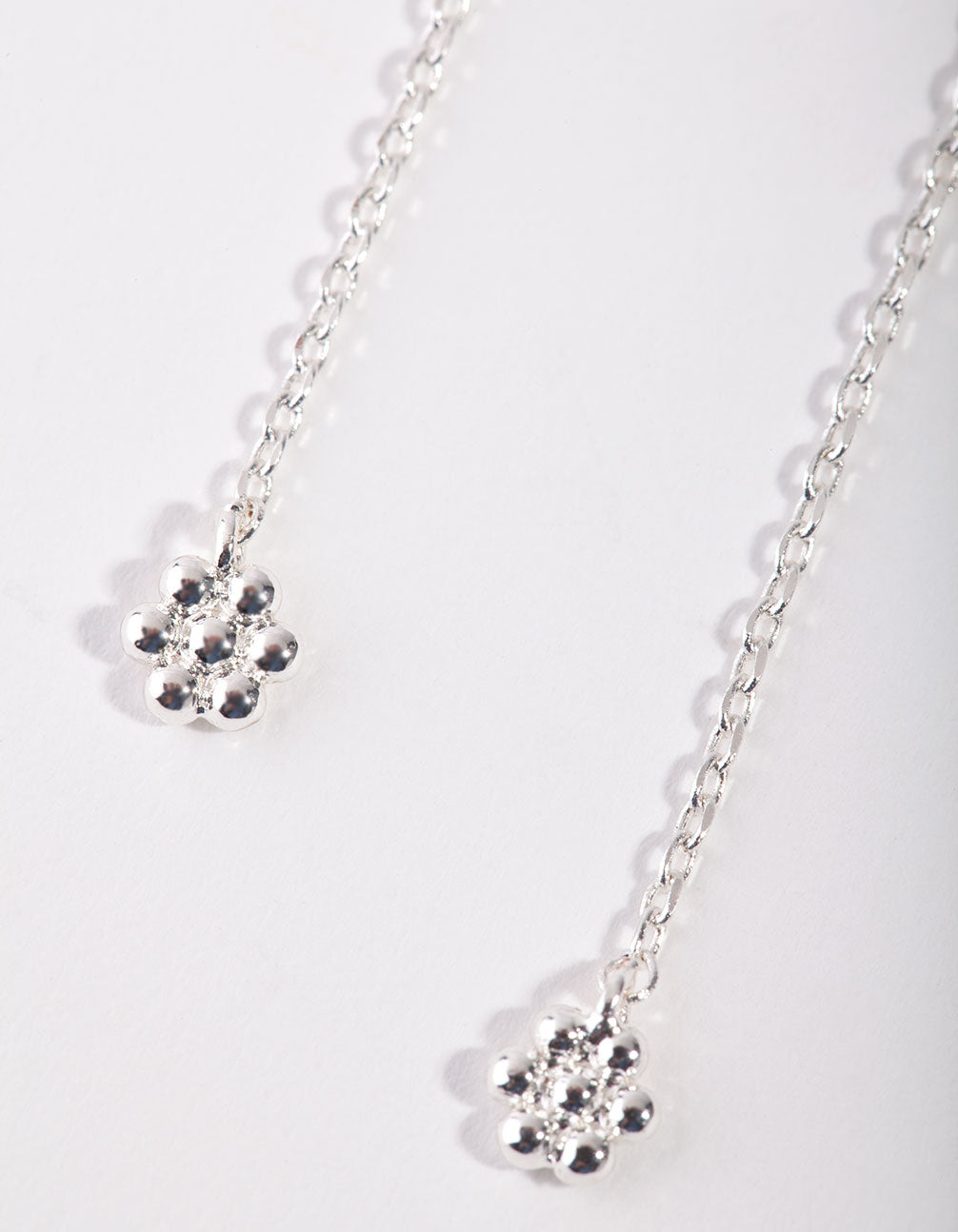 Silver Mini Flower Thread Through Earrings