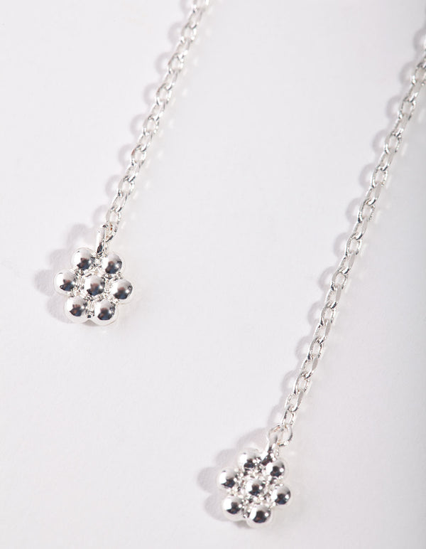 Silver Mini Flower Thread Through Earrings