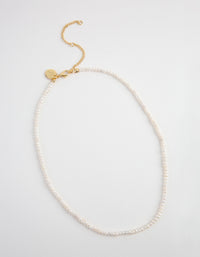 Gold Mini Freshwater Pearl Necklace - link has visual effect only