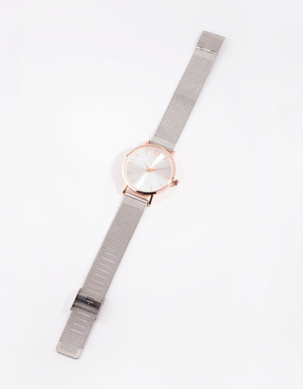 Mixed Metal Roman Sunray Mesh Watch