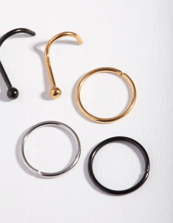 Simple Diamante Nose Stud 6-Pack