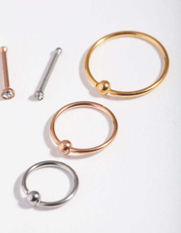 Mixed Metals Nose Stud 6-Pack