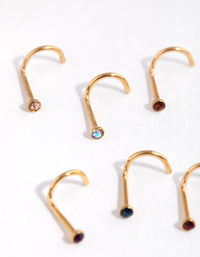 Surgical Steel Gold Classic Gem Nose Stud 6-Pack - link has visual effect only