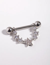 Surgical Steel Star Curve Nipple Bar - link has visual effect only