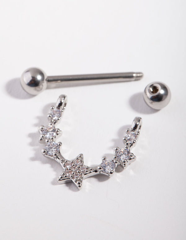 Surgical Steel Star Curve Nipple Bar