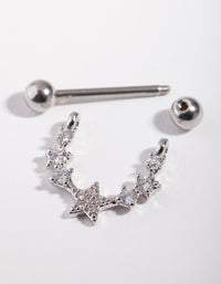 Surgical Steel Star Curve Nipple Bar - link has visual effect only