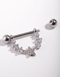 Surgical Steel Star Curve Nipple Bar - link has visual effect only