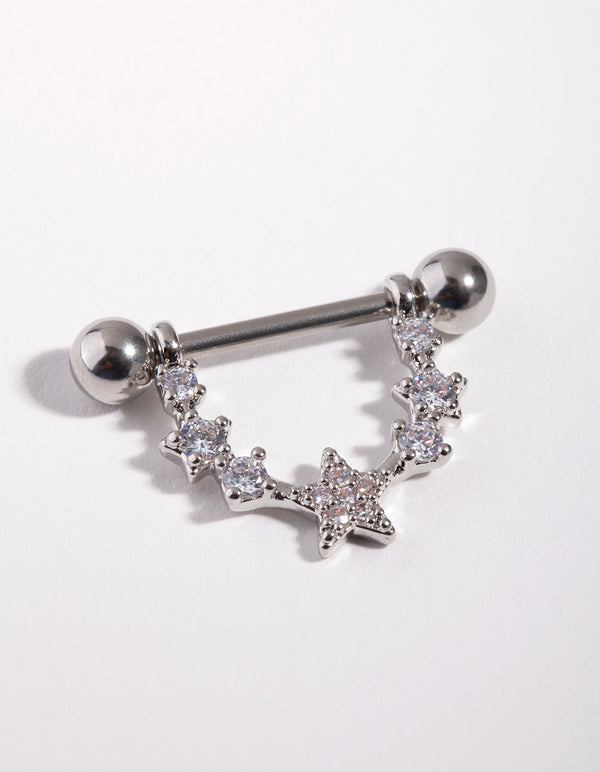 Surgical Steel Star Curve Nipple Bar