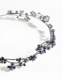 Gun Metal Wire Pearl Crystal Headband - link has visual effect only